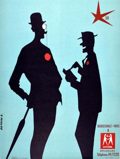 Original Vintage Poster Brussels Worlds Fair Expo Volunteer Interpreters