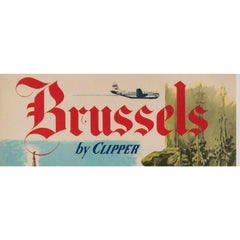 Original-Vintage-Poster von Airline, Brüssel von Clipper, Pan American PanAm, 1951