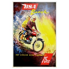 Original Vintage Poster "BSA Beagle Ultra Lightweight 75cc" Motorrad Kunst