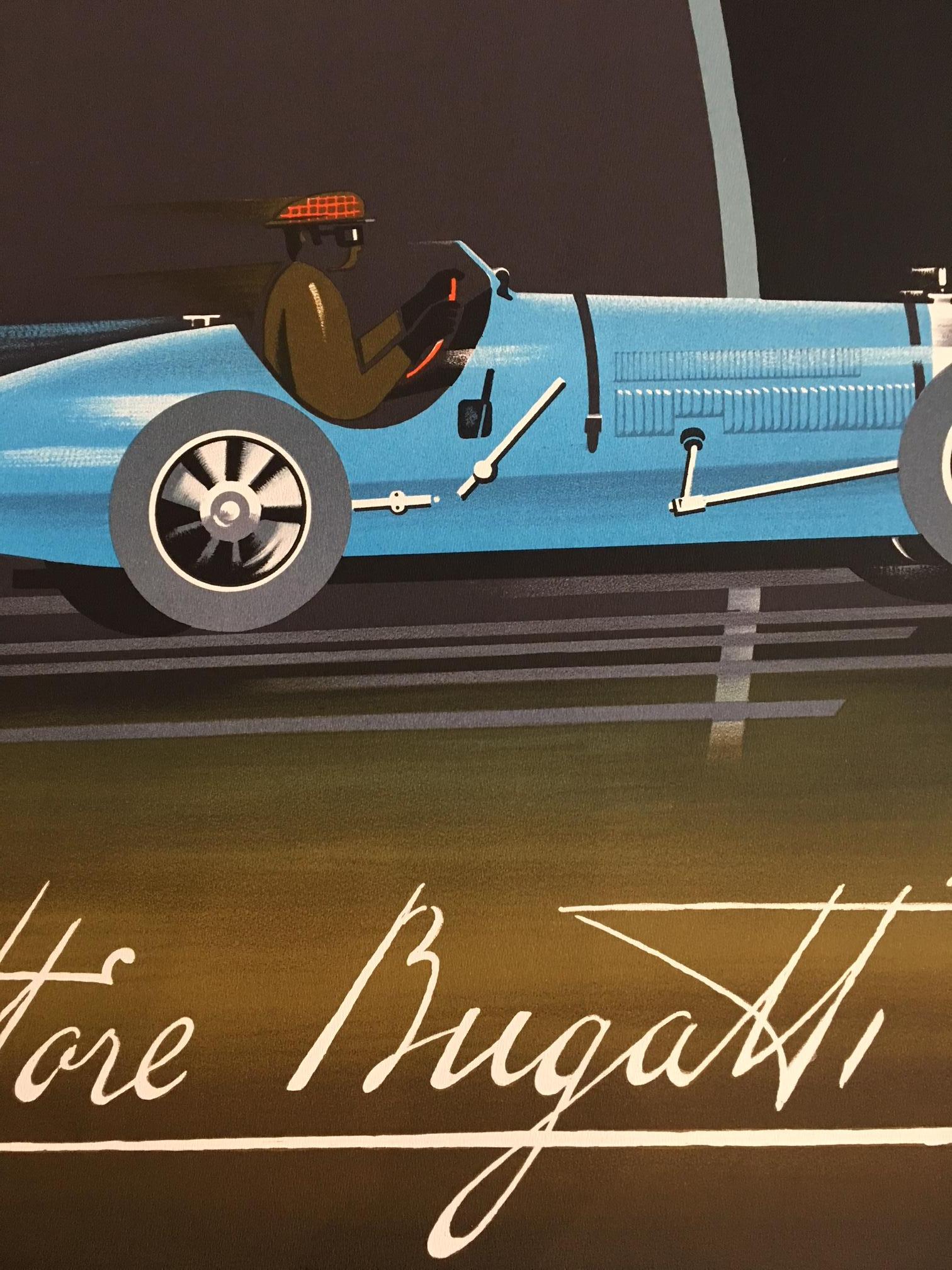 Original Vintage Poster Bugatti Car Lithograph by Fix Masseau 1989 French Poster 3