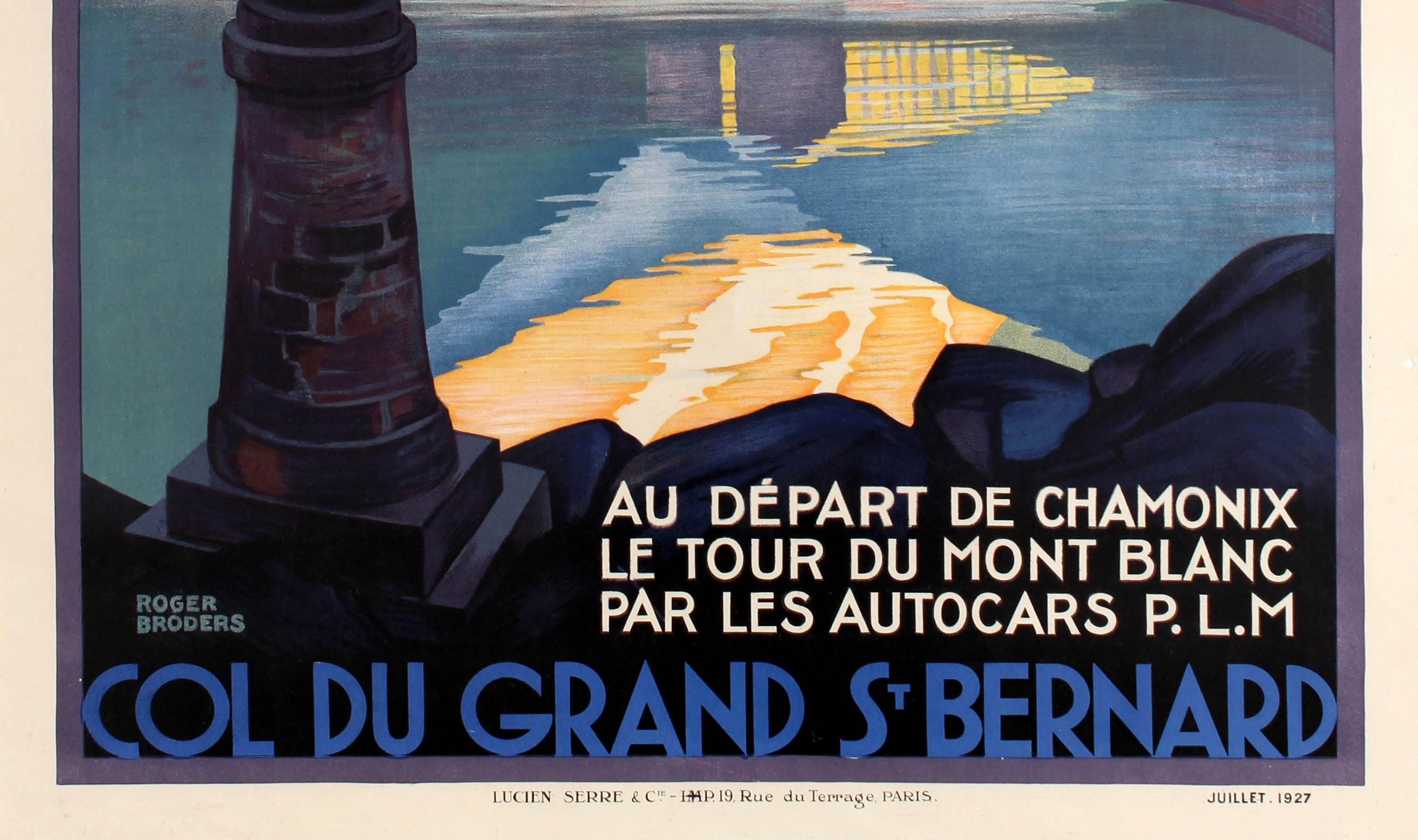 French Original Vintage Poster by Broders Col Du Grand St Bernard Pass Mont Blanc PLM