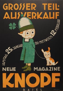 Original Vintage Poster by Hunziker for a Sale at Knopf Children's Shop in Basel