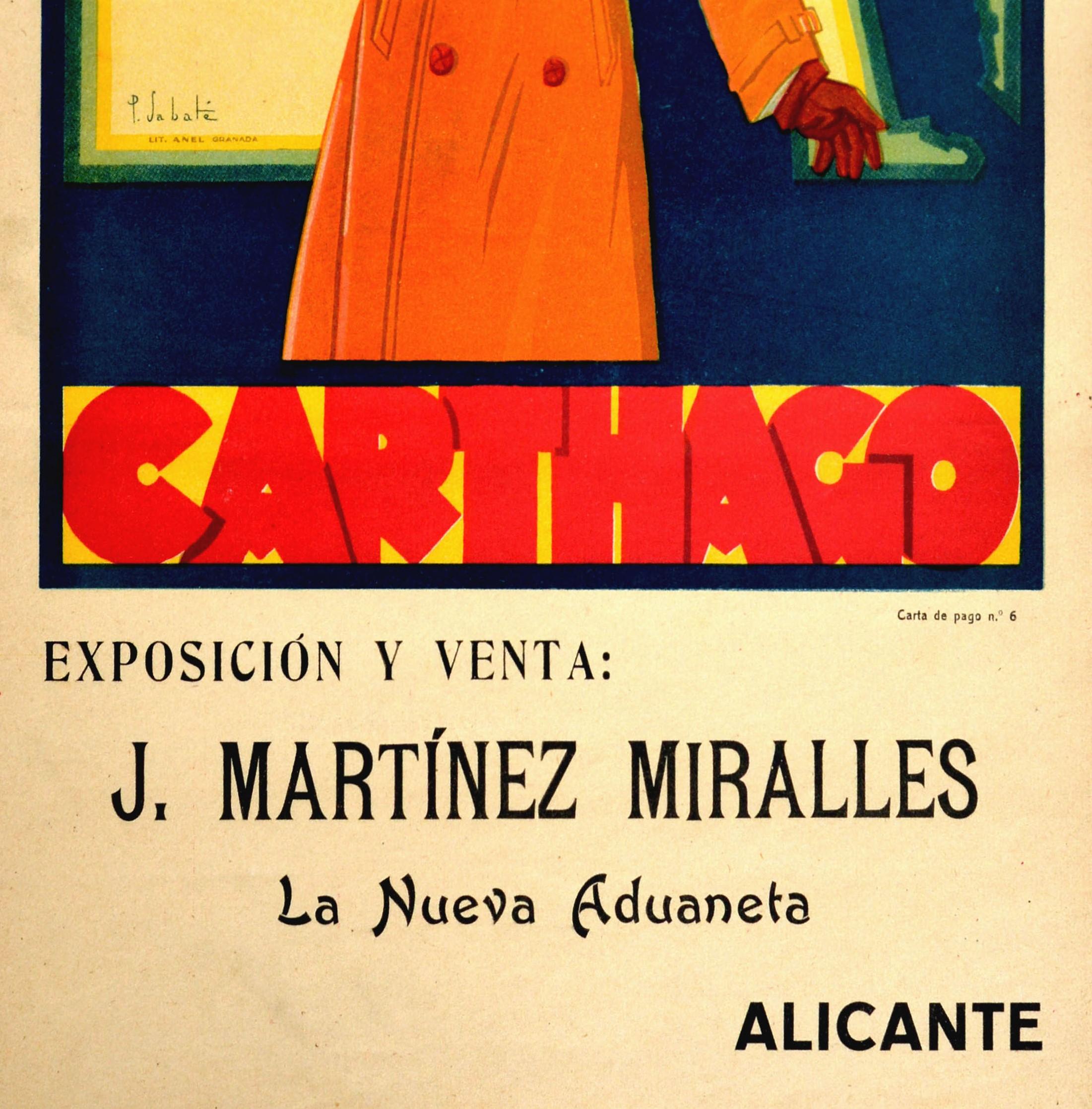 Art Deco Original Vintage Poster Cabanes Carthago Hats Men's Fashion Exhibition And Sale