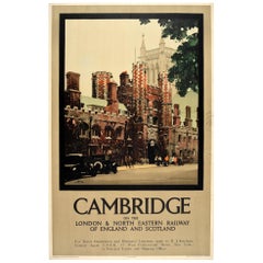 Original Vintage Poster Cambridge College University City LNER Railway Travel