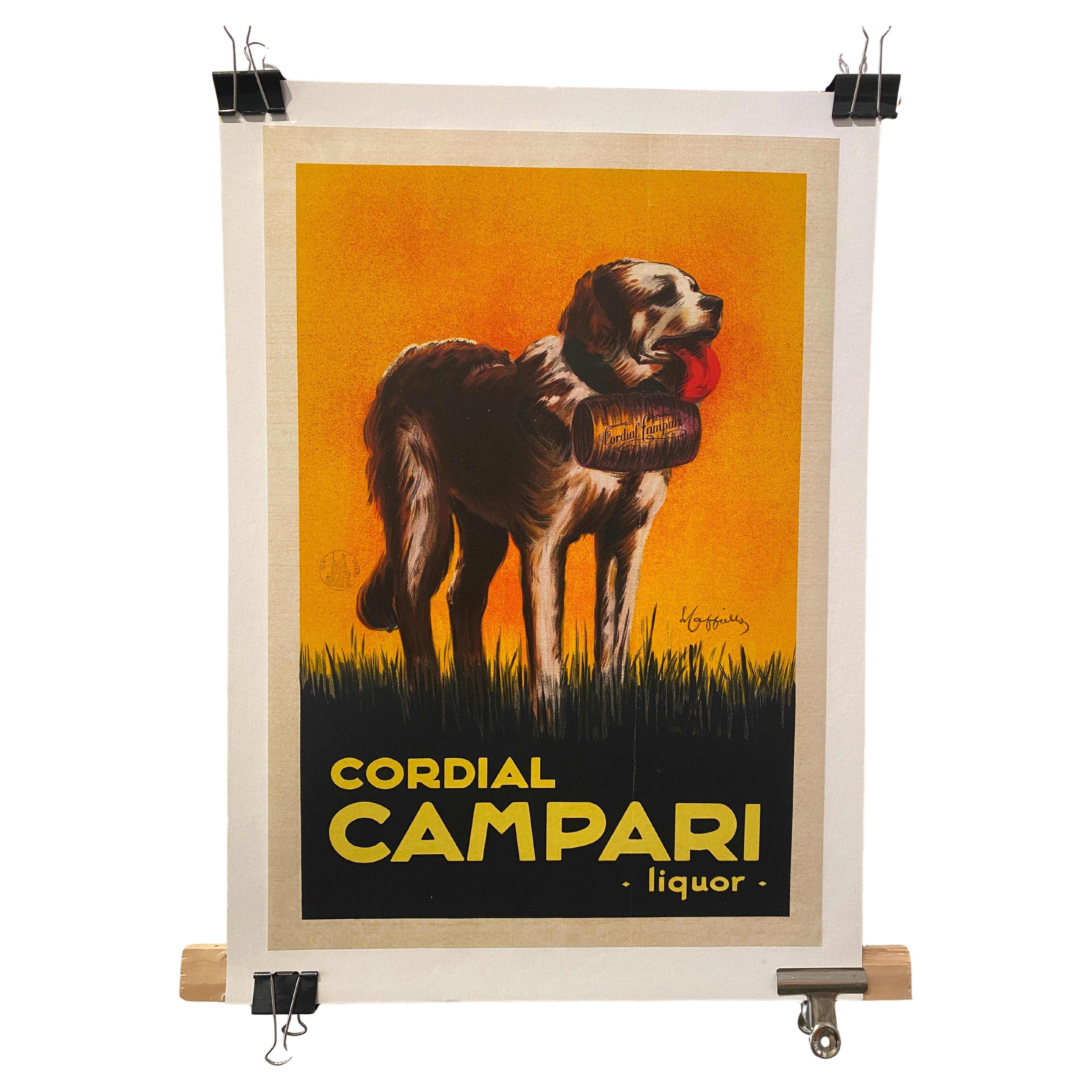 Cartel original de época "Campari Liquor Le Saint Bernard" de Leonetto Cappiello en venta
