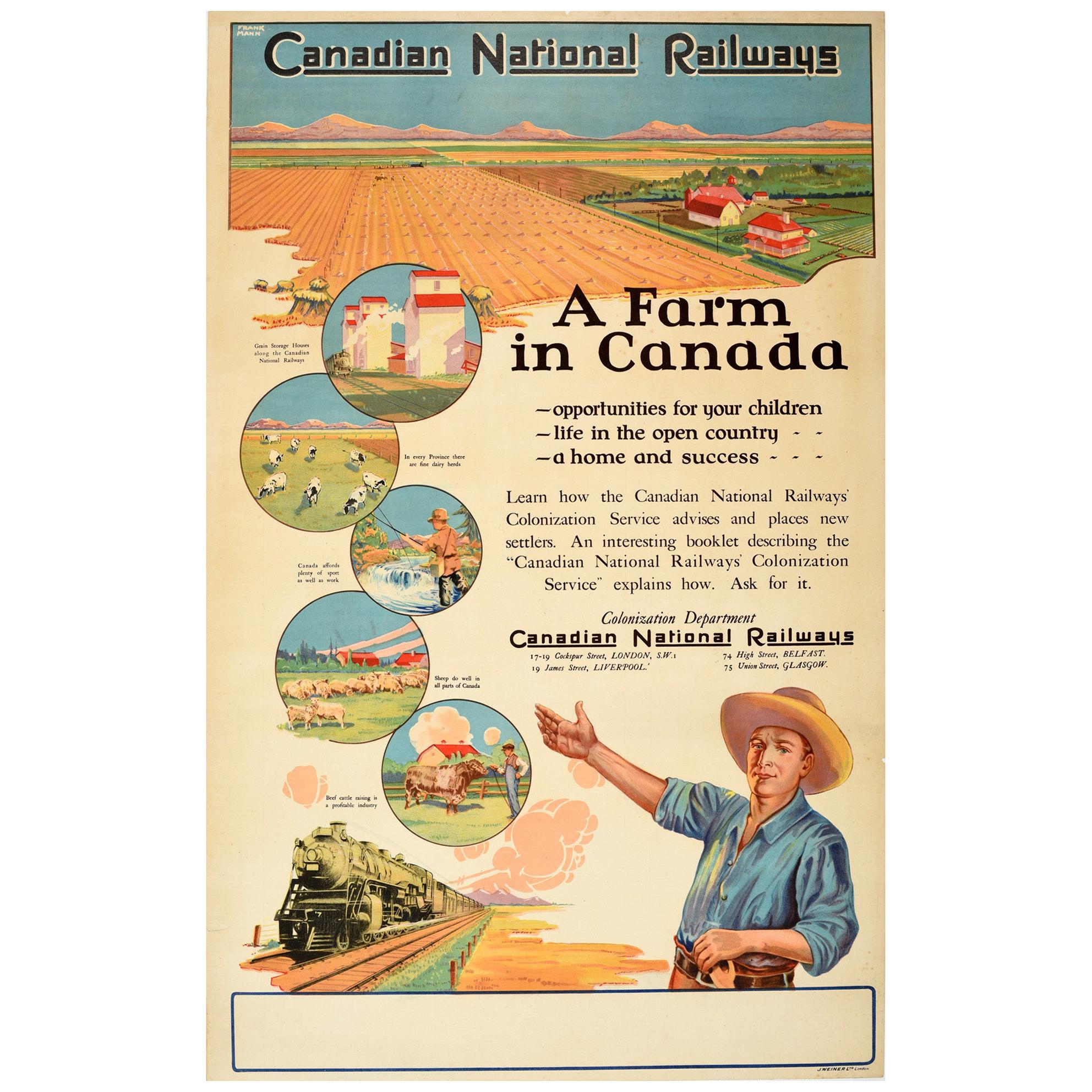 Original Vintage Poster Canadian National Railways A Farm In Canada Colonization