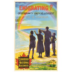 Original Vintage Poster Canadian National Railways CNR Emigrating Opportunity