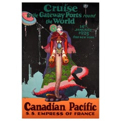 Original Vintage Poster Canadian Pacific World Cruise Empress Of France Elephant