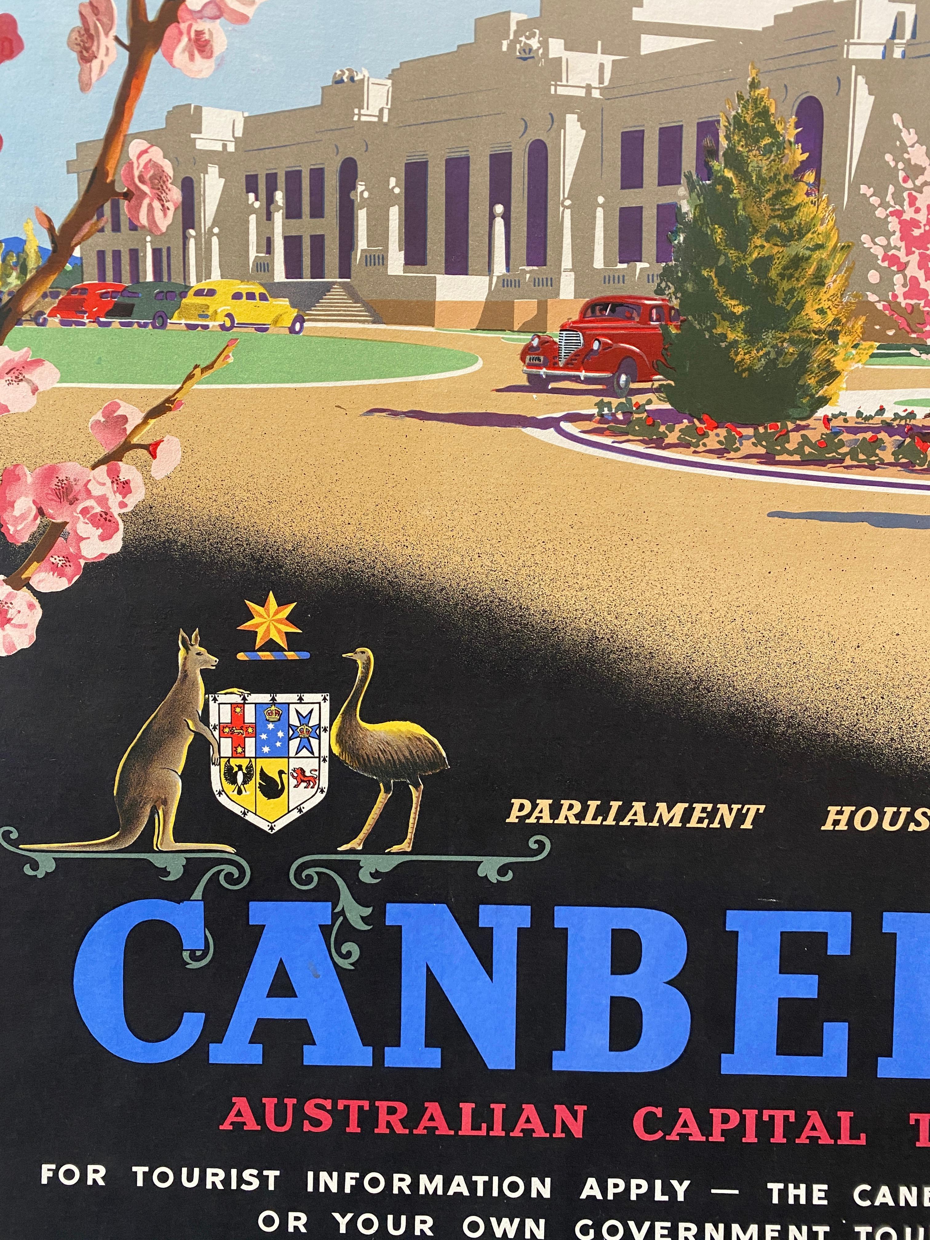 Original Vintage Poster, Canberra Australian Capital Territory by Trompf, 1930 For Sale 4
