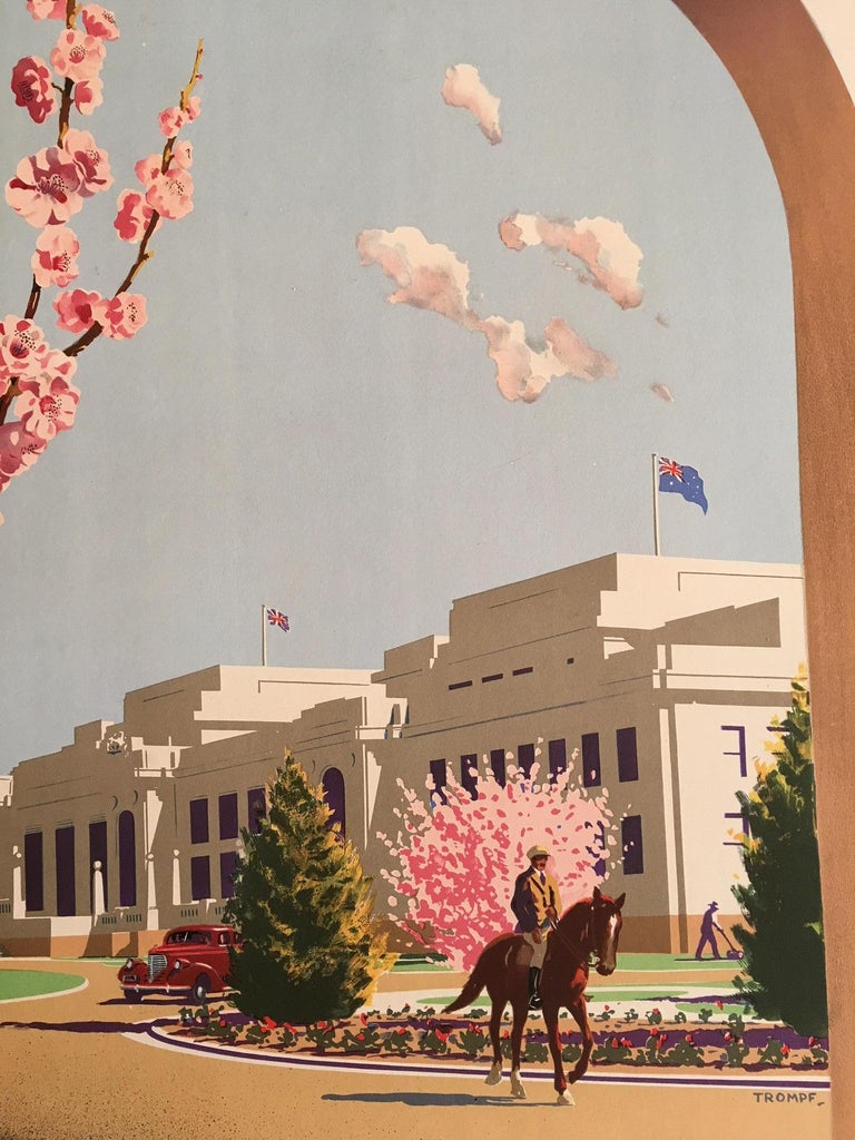 Mid-20th Century Original Vintage Poster, Canberra Australian Capital Territory by Trompf, 1930 For Sale