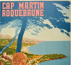 Original Vintage Poster Cap Martin Roquebrune Cote D'Azur PLM Tennis Riviera Art