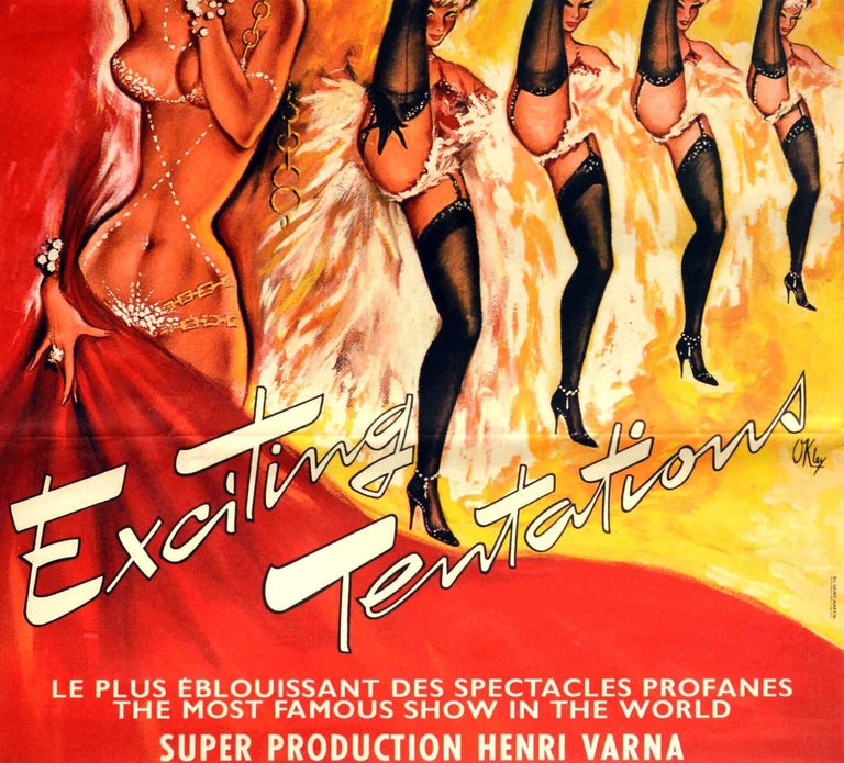 French Original Vintage Poster Casino De Paris Exciting Tentations Cabaret Show Can-Can For Sale
