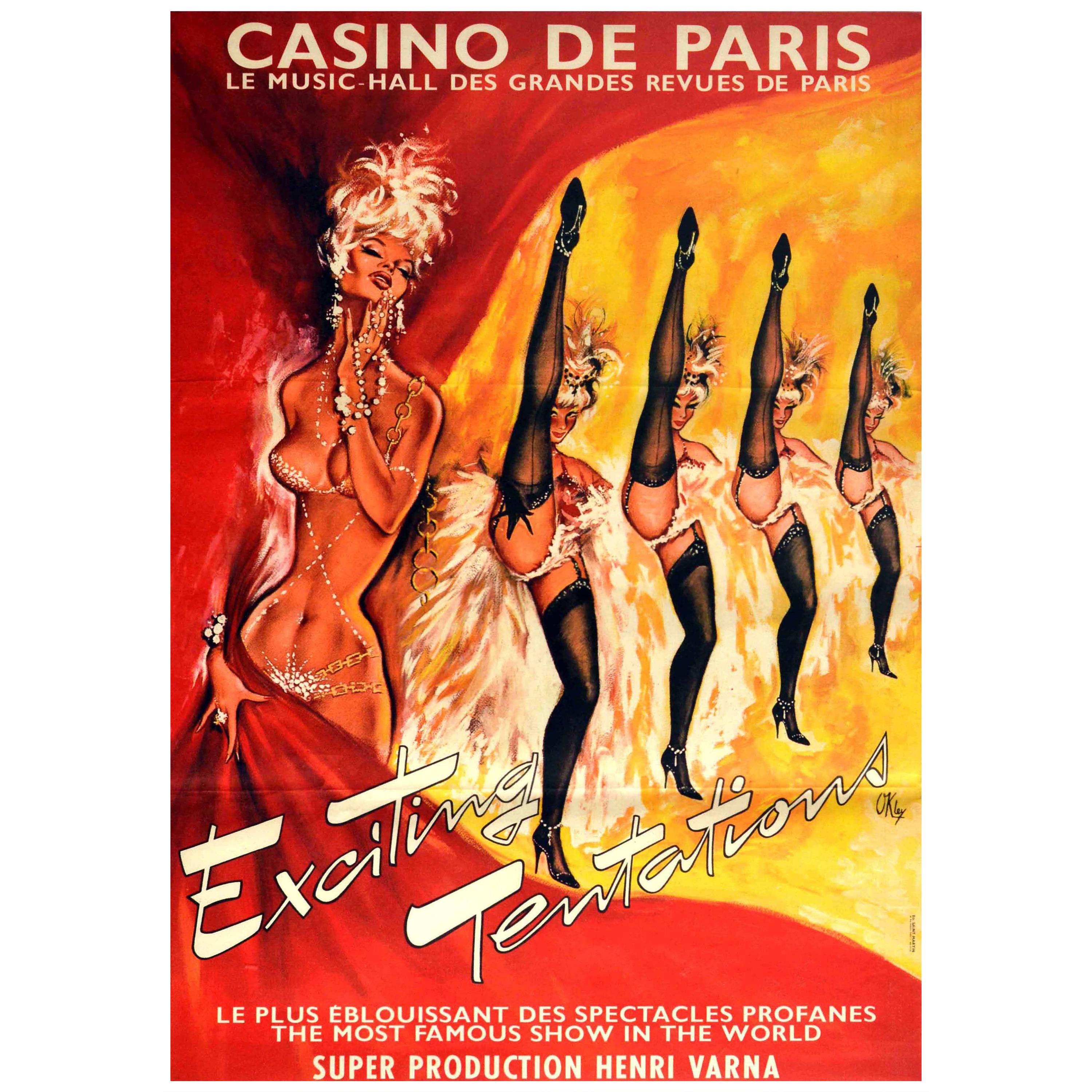 Original Vintage Poster Casino De Paris Exciting Tentations Cabaret Show Can-Can