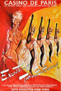 Original Vintage Poster Casino De Paris Music Hall Cabaret Exciting Tentations