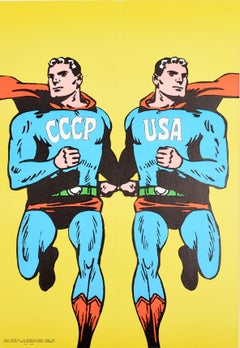 Original Vintage Poster CCCP USA Kalter Krieg Superman Pop Art Design Opus Magazin