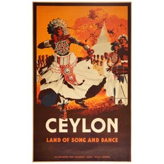 Original Vintage Poster Ceylon Land der Sänger und Tänzer Sri Lanka Asien Reise Kunst