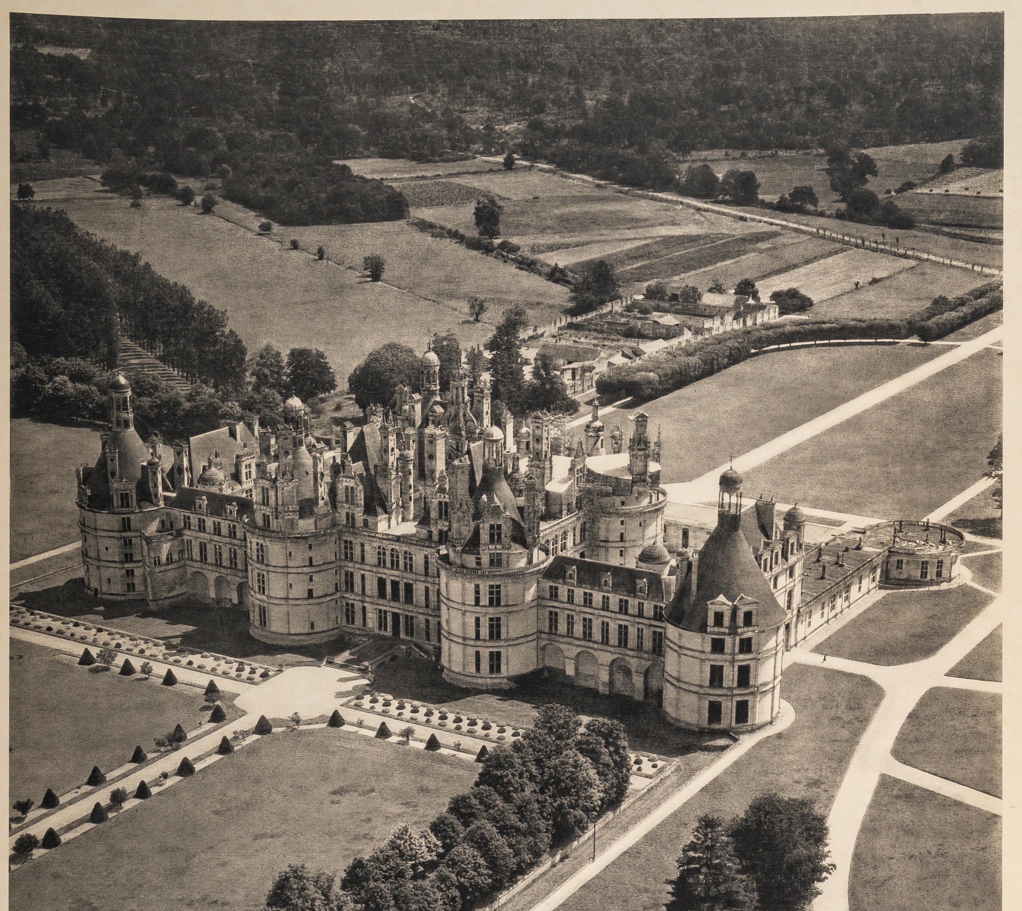 Mid-Century Modern Original Vintage Poster, Chambord Chateaux de Loire, Renaissance, Medieval, 1950 For Sale