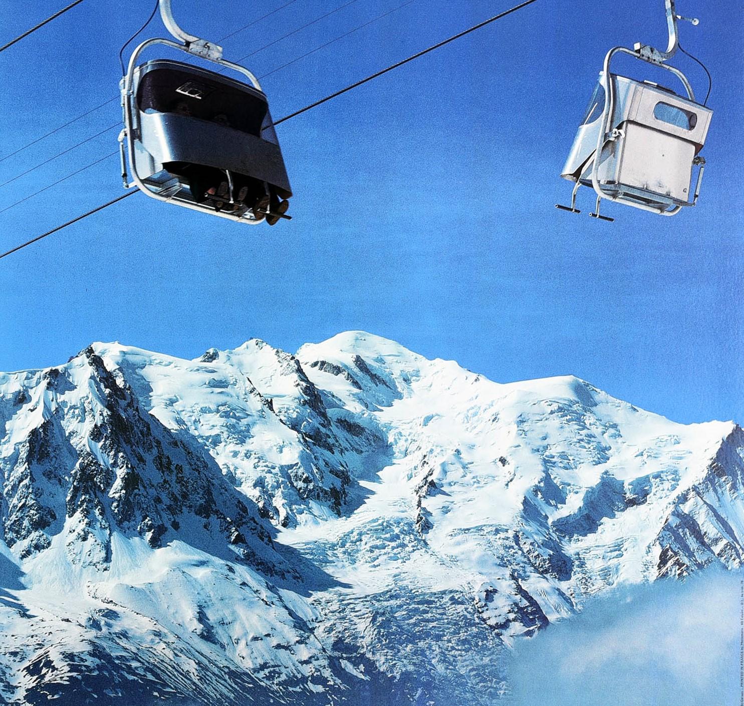 Affiche vintage d'origine Chamonix Mont Blanc, Index des sports d'hiver, Resort de ski, France Bon état - En vente à London, GB