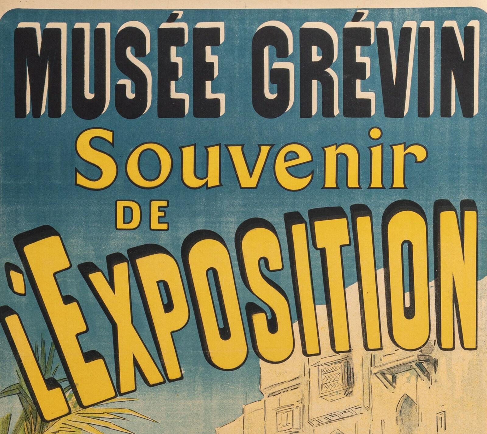 French Original Art Nouveau Poster, Cheret, Grevin Wax Museum Paris, Exhibition, c.1900 For Sale