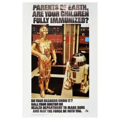 Original Vintage Poster Kinderimpfung Öffentliche Gesundheit Star Wars Droiden