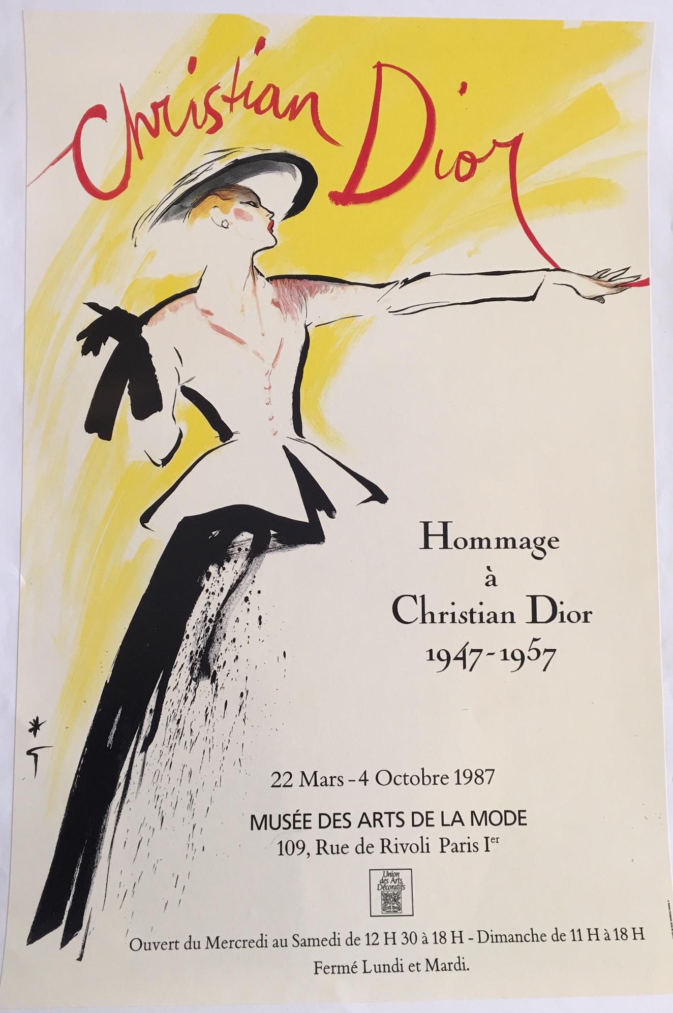Original-Vintage-Poster Christian Dior von Rene Gruau, 1987 (Leinen) im Angebot