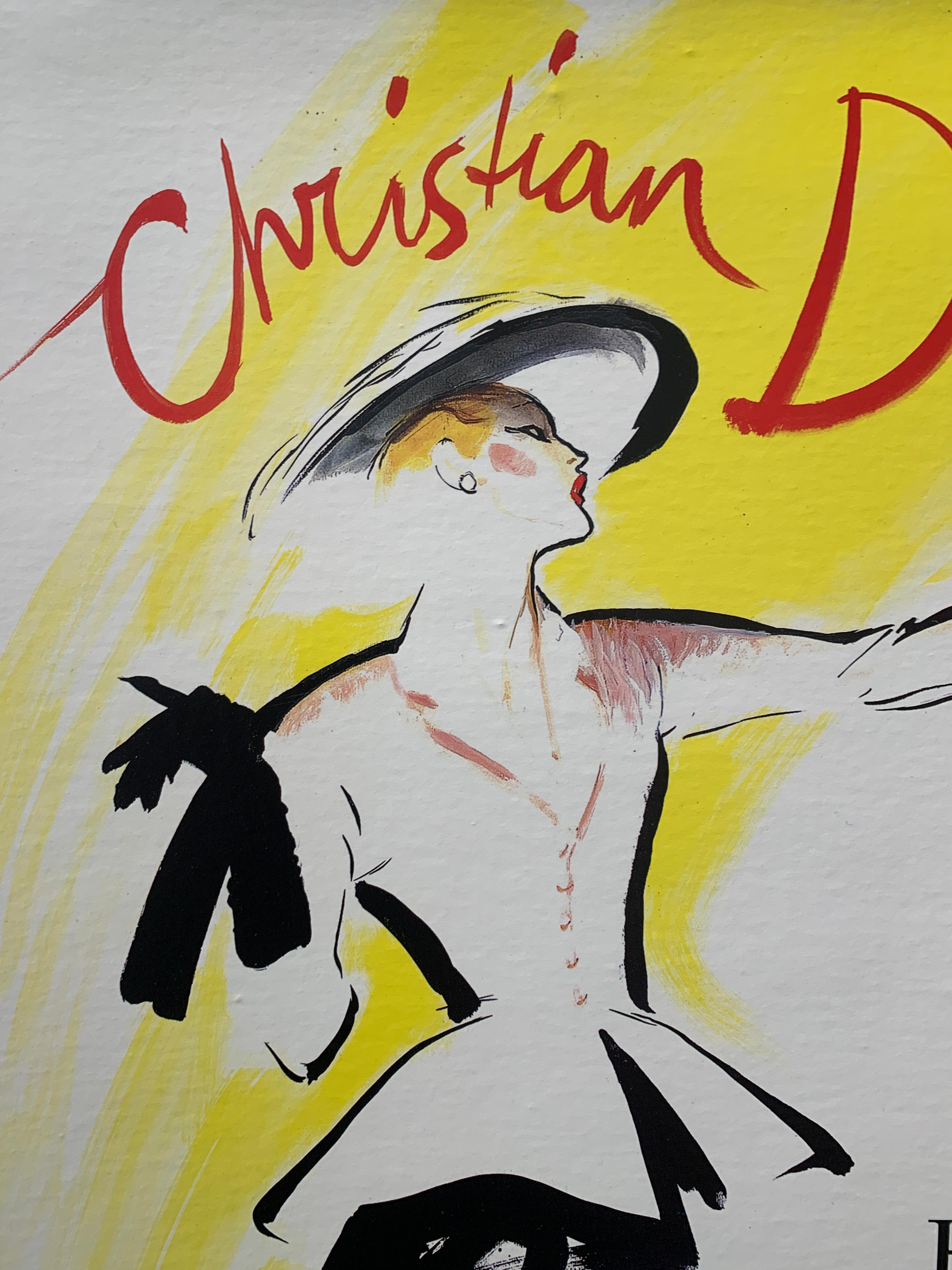Original-Vintage-Poster Christian Dior von Rene Gruau, 1987 im Angebot 1