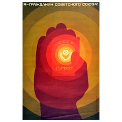 Original Vintage Poster Citizen Of The USSR CCCP Passport Soviet Propaganda Art
