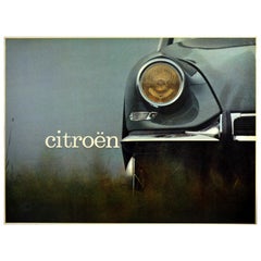 Affiche vintage originale Citroen DS Deesse Goddess de l'ère spatiale, design de voitures