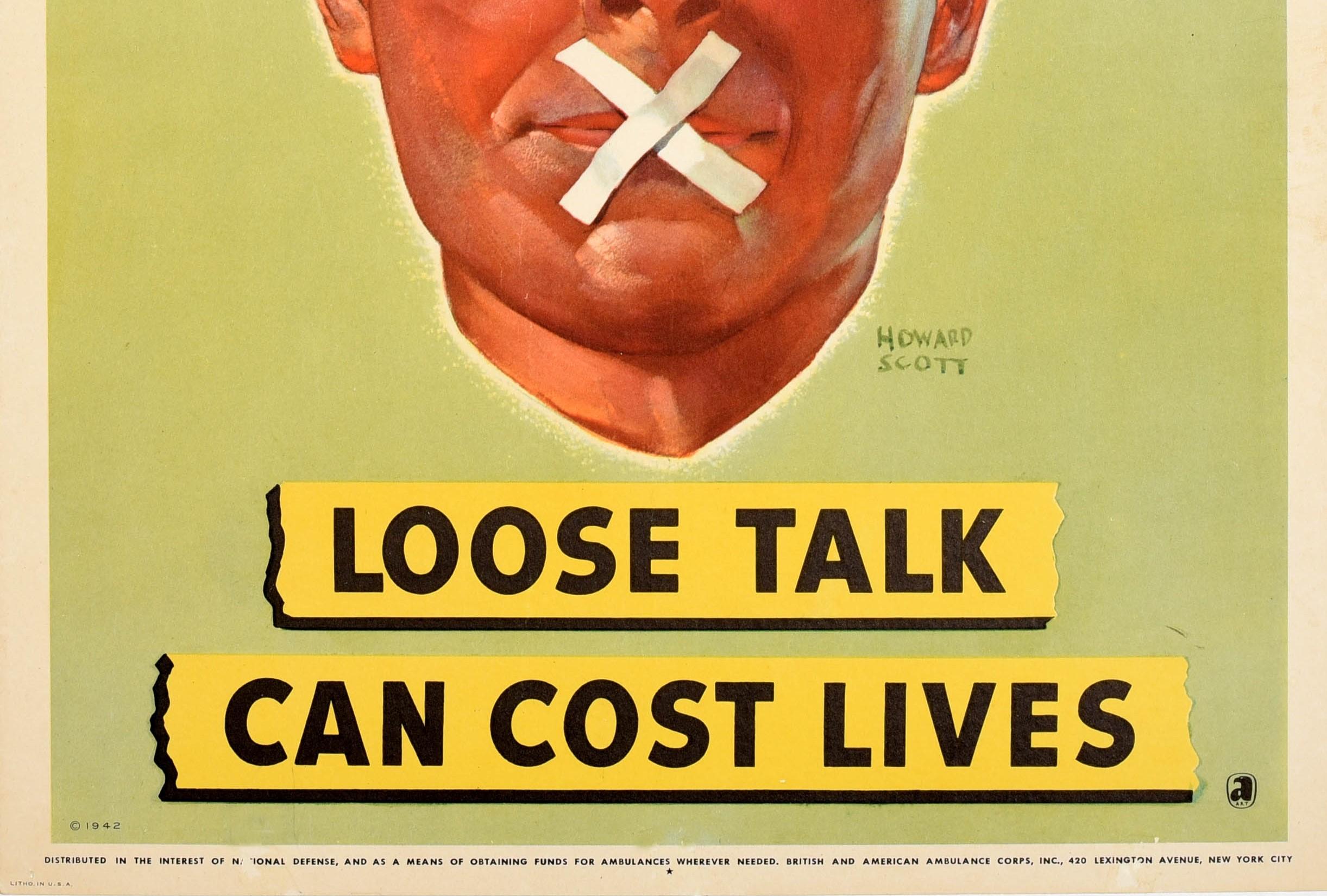 American Original Vintage Poster Closed For The Duration Loose Talk Can Cost Lives WWII For Sale