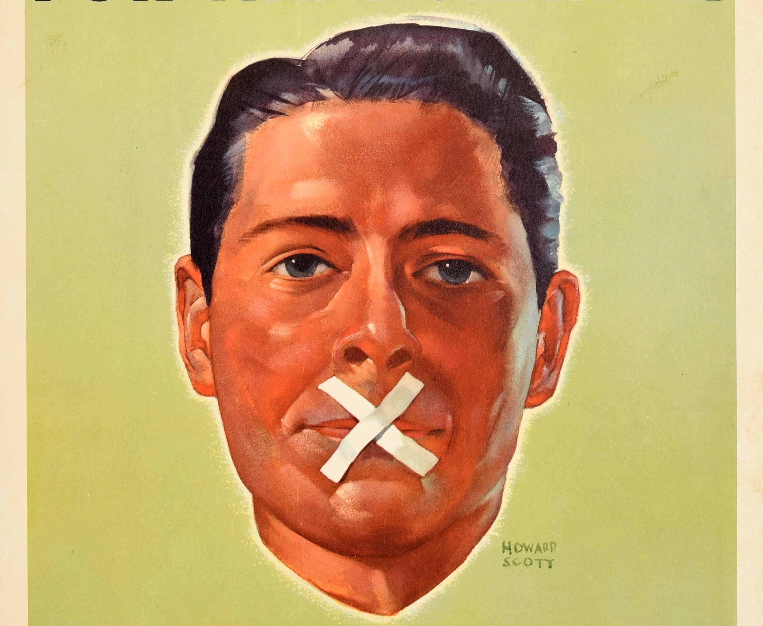 Original Vintage Poster Closed For The Duration Loose Talk Can Cost Lives WWII In Good Condition For Sale In London, GB