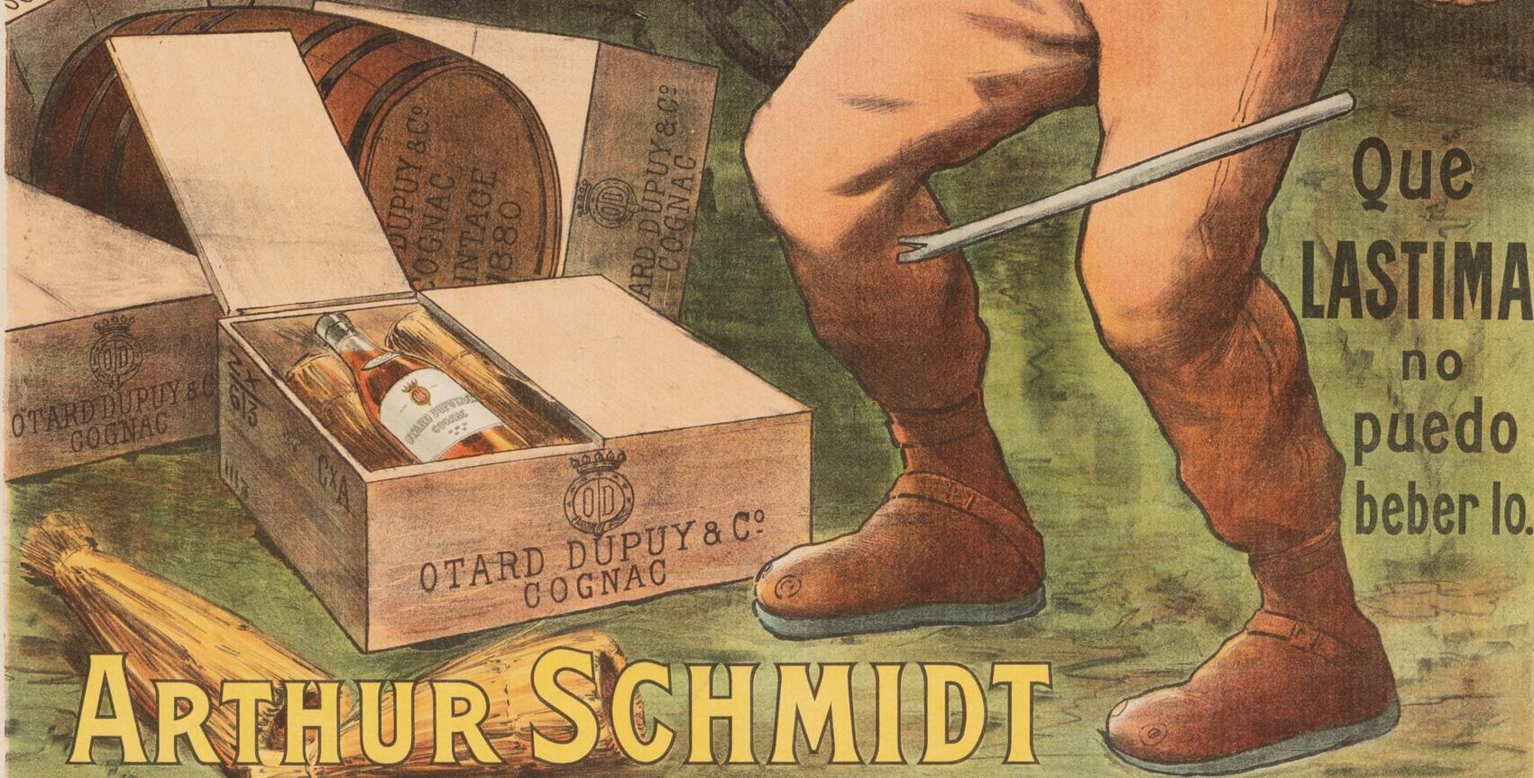 Art Nouveau Original Vintage Poster, Cognac Otard, Liquor, Diver, Wreck underwater, 1910 For Sale