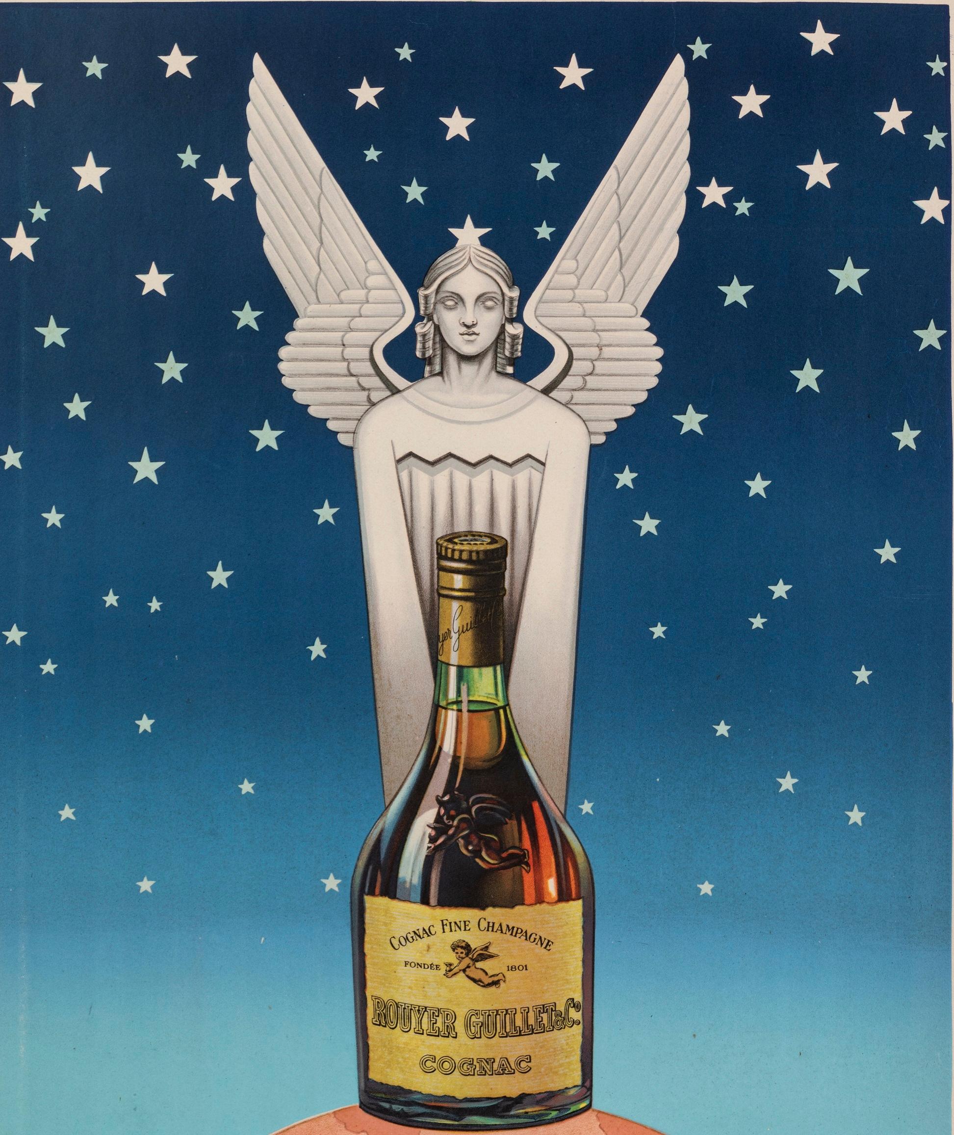Original Vintage poster created by Pub TH for Cognac Rouyer in 1945.

Artist: Pub TH
Title: Cognac Rouyer
Date: 1945
Size: 31.3 x 46.9 in / 79.5 x 119 cm
Printer: Union Parisienne de Publicité – 52 Chaussée d’Antin - Paris
Materials and Techniques: