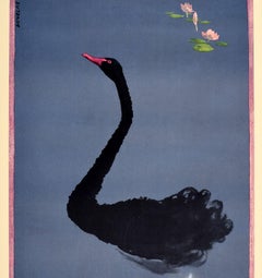 Original Vintage Poster Commonwealth Games Perth Australia Black Swan Art Sport