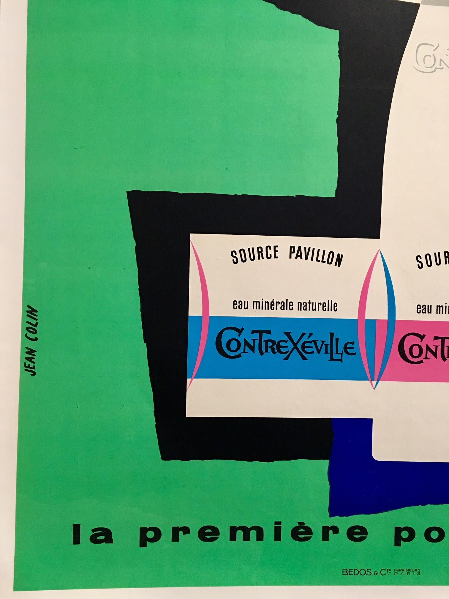 Mid-Century Modern Original Vintage Poster, Contrexeville by Jean Colin, 1954