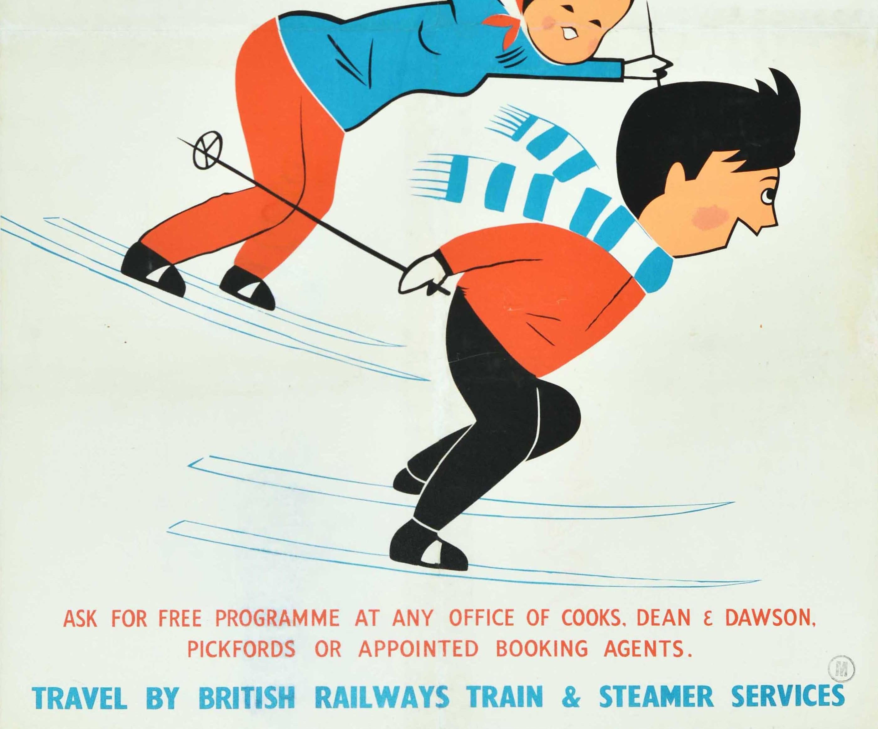 Original Vintage Poster Cooks For Winter Sports Skiing British Railways Travel In Fair Condition In London, GB