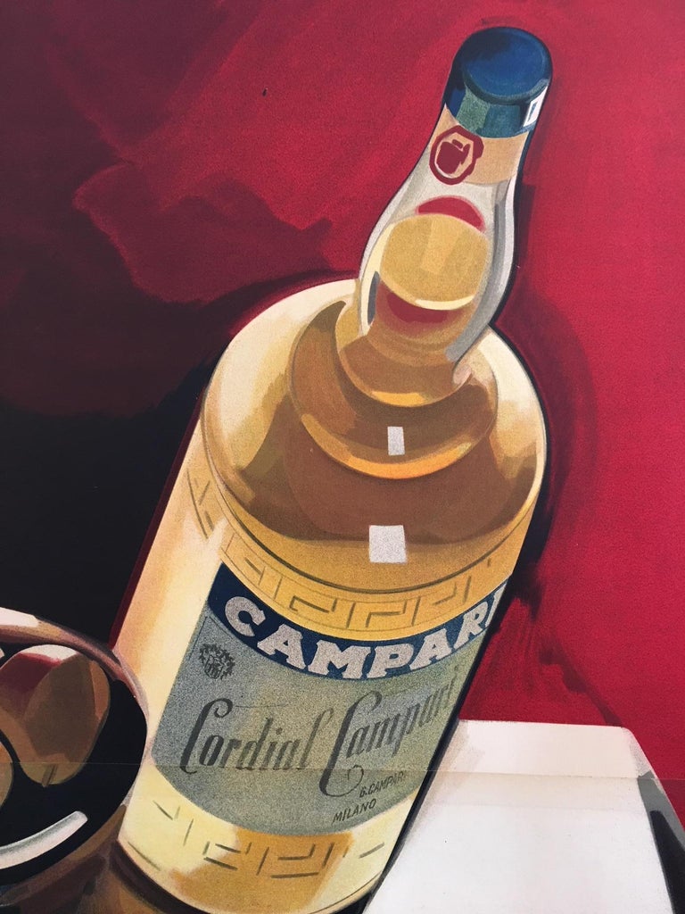 Art Deco Original Vintage Poster, Cordial Campari Nizzoli 1927 Lithograph Beverage  For Sale