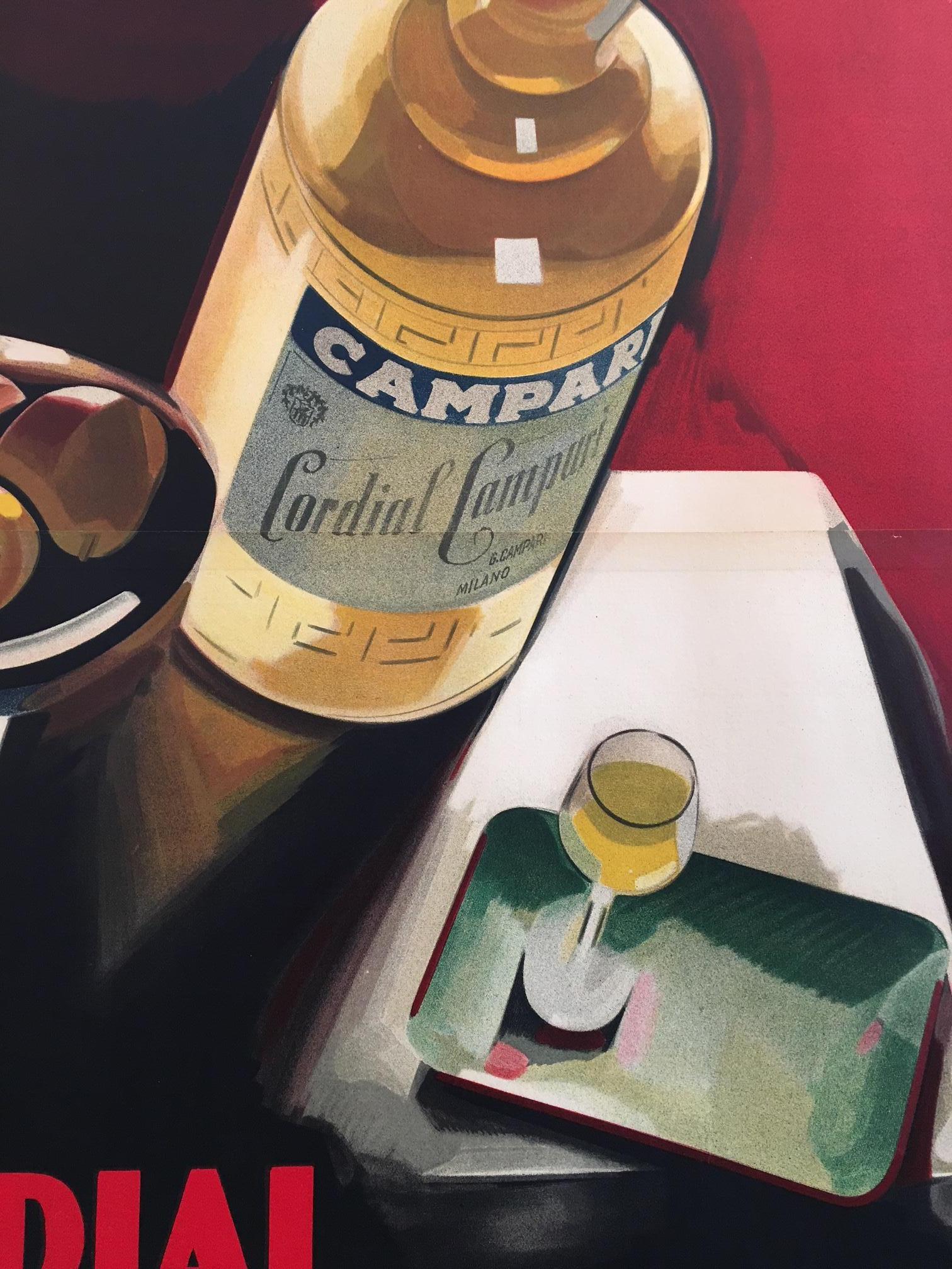Italian Original Vintage Poster, Cordial Campari Nizzoli 1927 Lithograph Beverage  For Sale