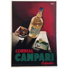 Original Vintage Poster, Cordial Campari Nizzoli 1927 Lithograph Beverage 