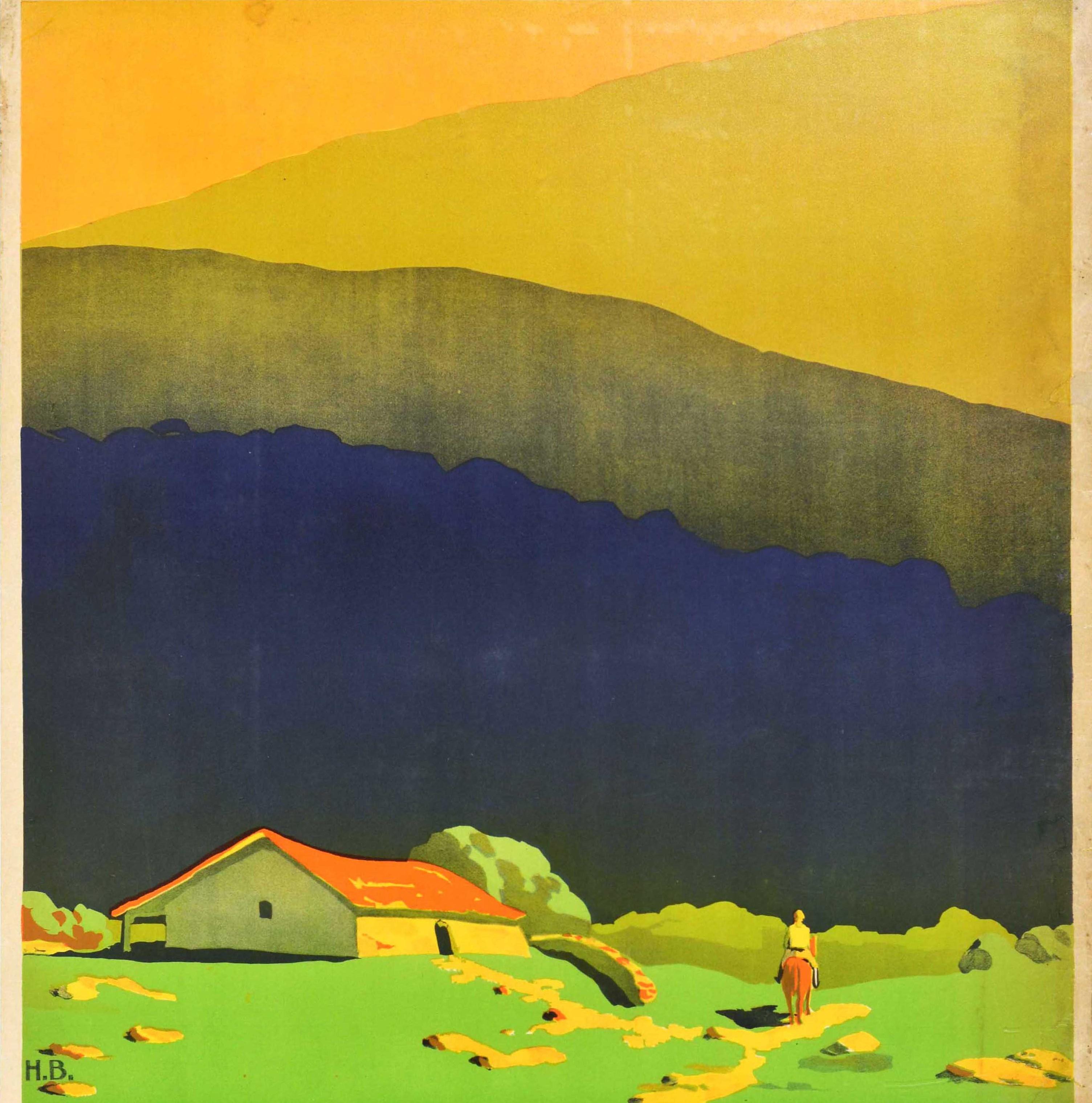Milieu du XXe siècle Original Vintage Poster Cordoba Argentina Sierras Chicas Hills Winter Travel Art en vente