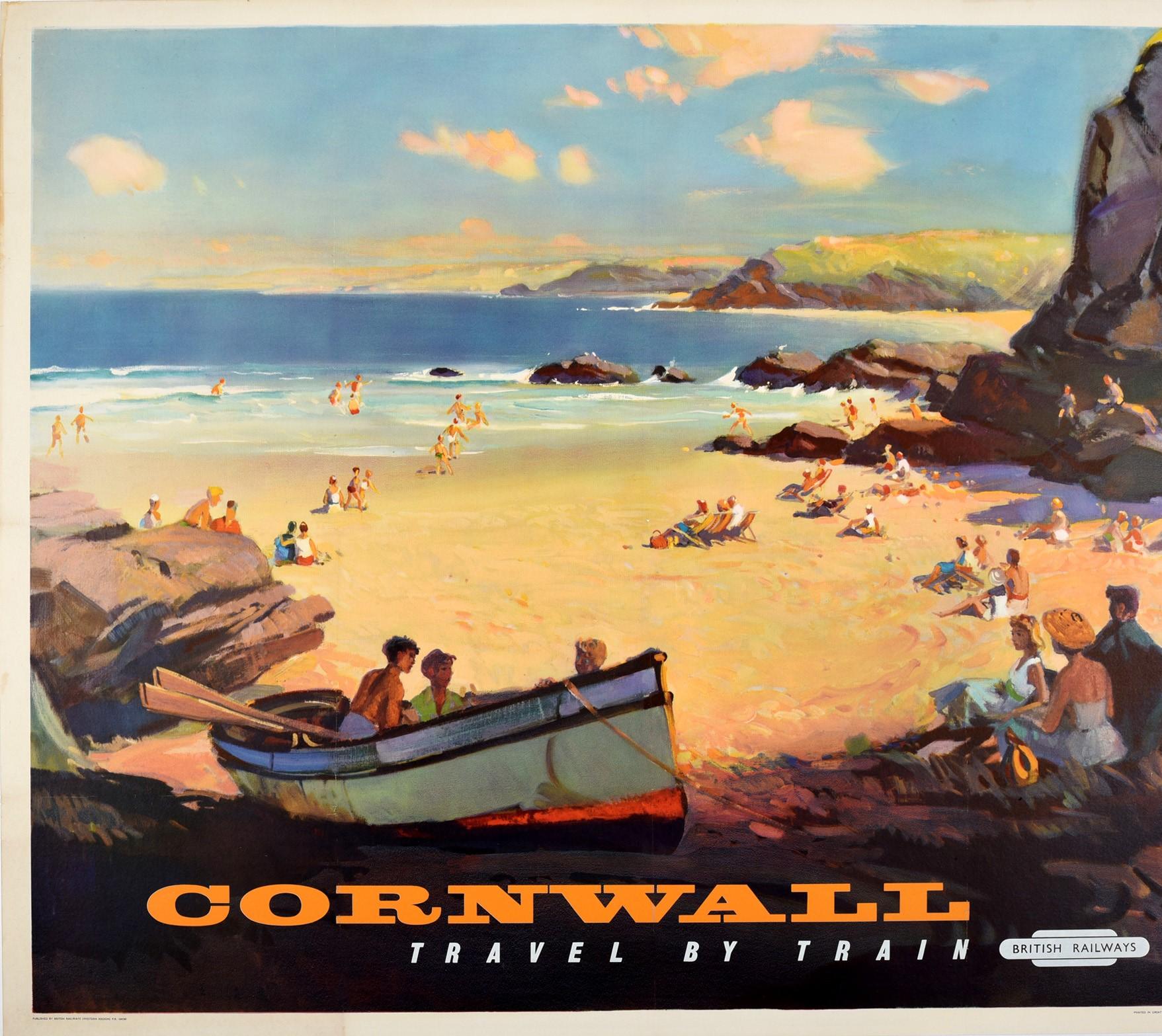 Original Vintage Poster Cornwall British Railways Travel by Train Seaside Summer In Good Condition In London, GB