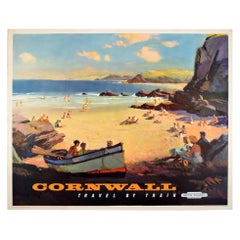 Original Retro Poster Cornwall British Railways Travel by Train Seaside Summer