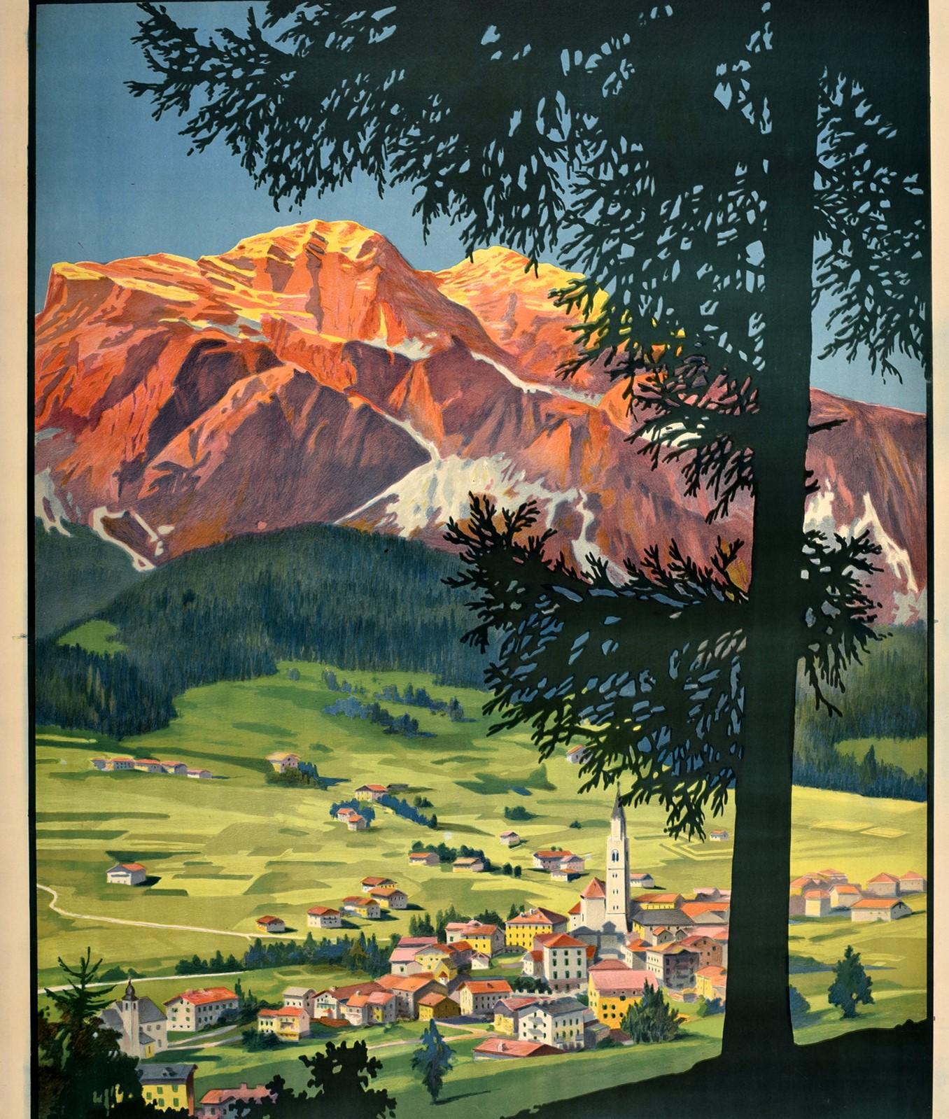 Original Vintage Poster Cortina D'Ampezzo E Le Tofane Dolomites Italy Travel Art In Good Condition In London, GB