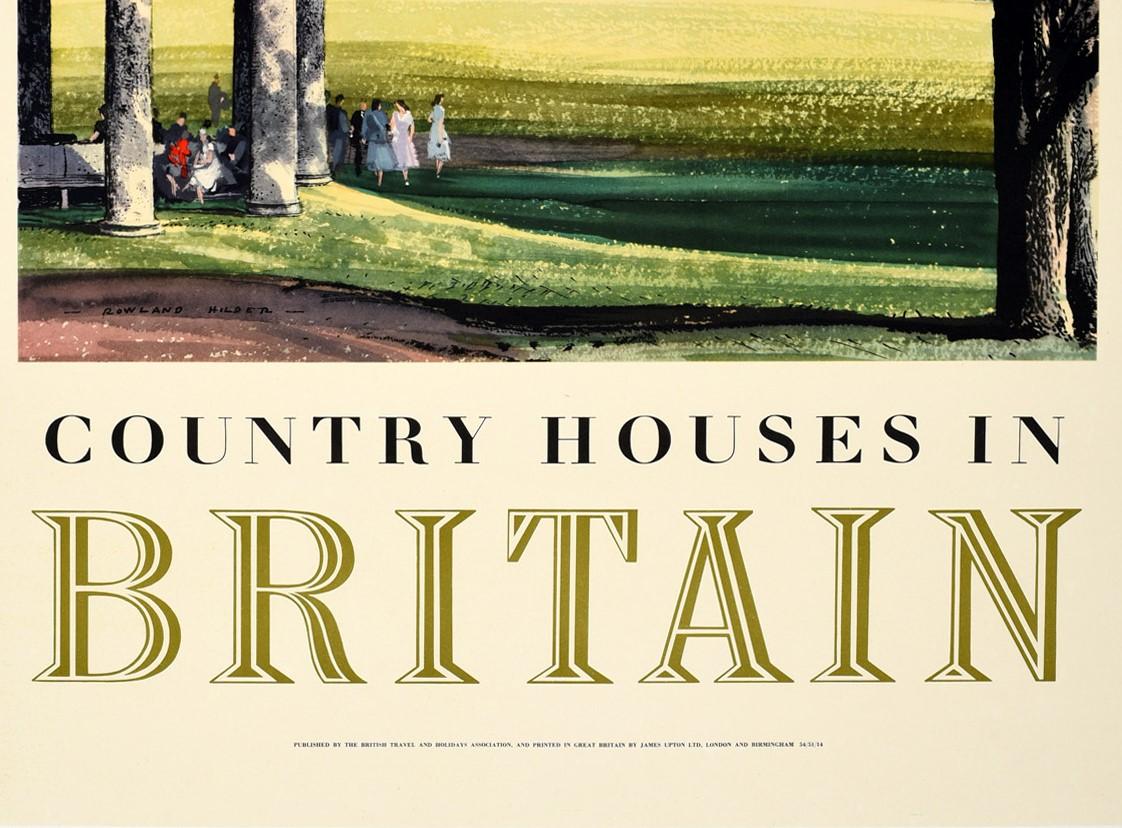 British Original Vintage Poster Country Houses In Britain Travel Painting Landscape Art