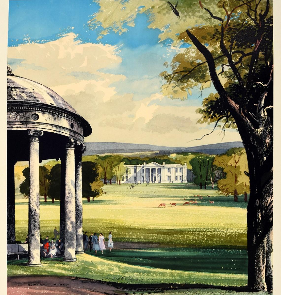 Original Vintage Poster Country Houses In Britain Travel Painting Landscape Art In Good Condition In London, GB