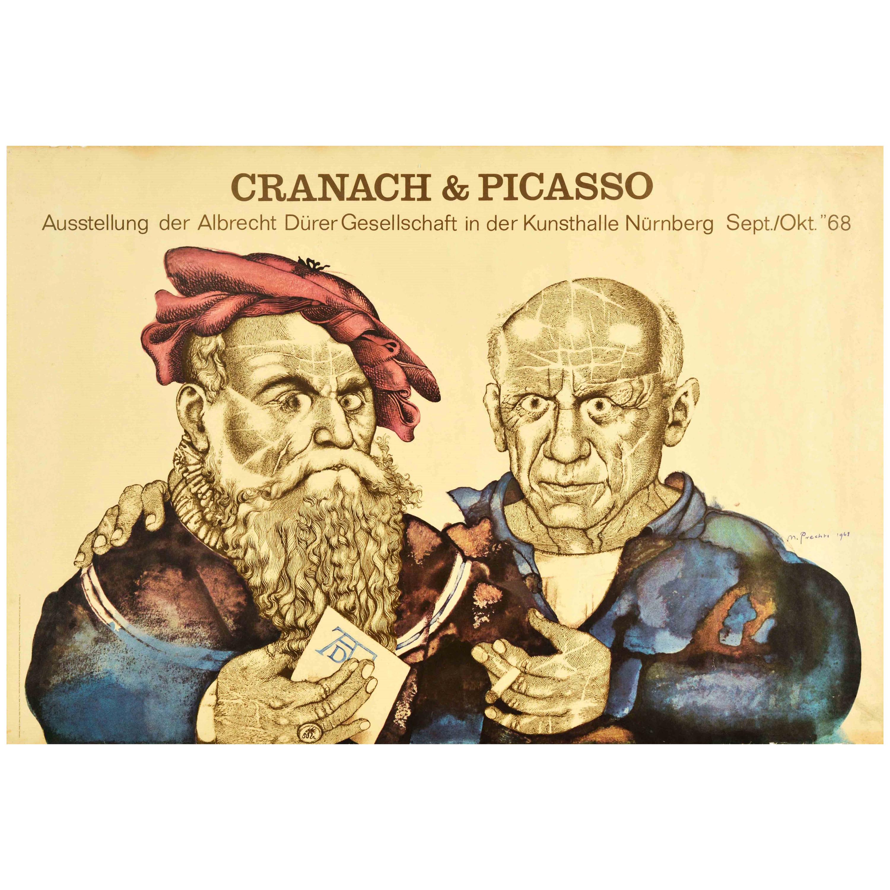 Affiche vintage d'origine de l'exposition d'art Cranach & Picasso, Albrecht Durer Society