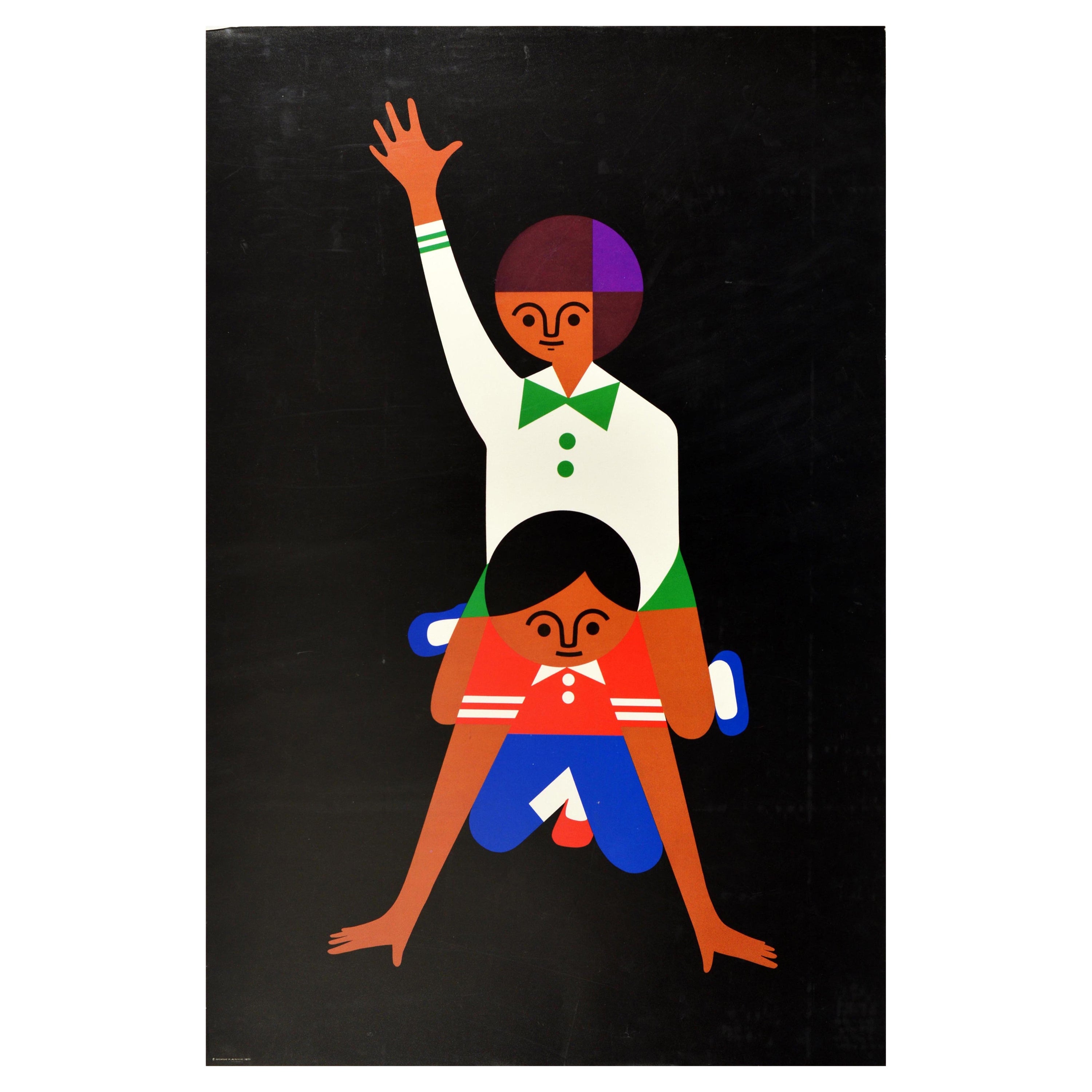 Affiche rétro originale, Jouets créatifs, Jouets éducatifs, Enfants jouant