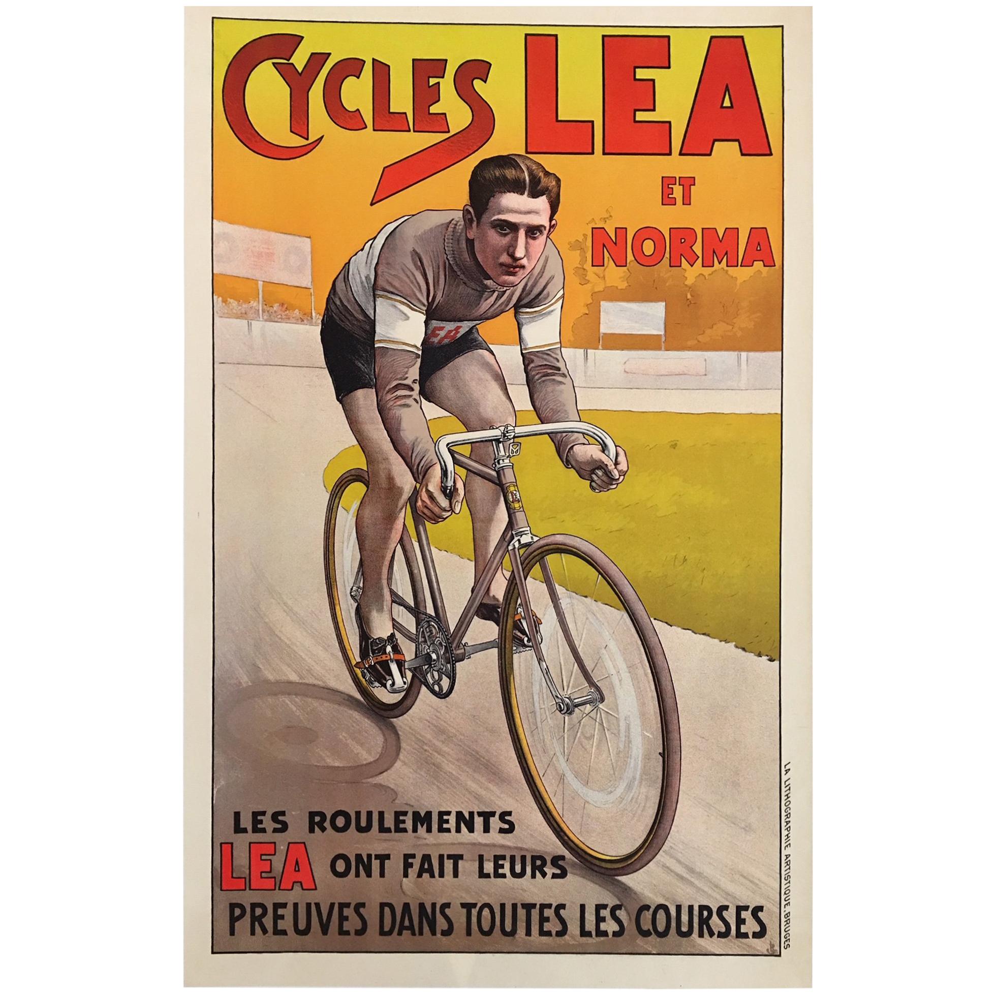 Original Vintage Poster Cycles Lea et Norma 1920 Bicycle Lithograph poster 
