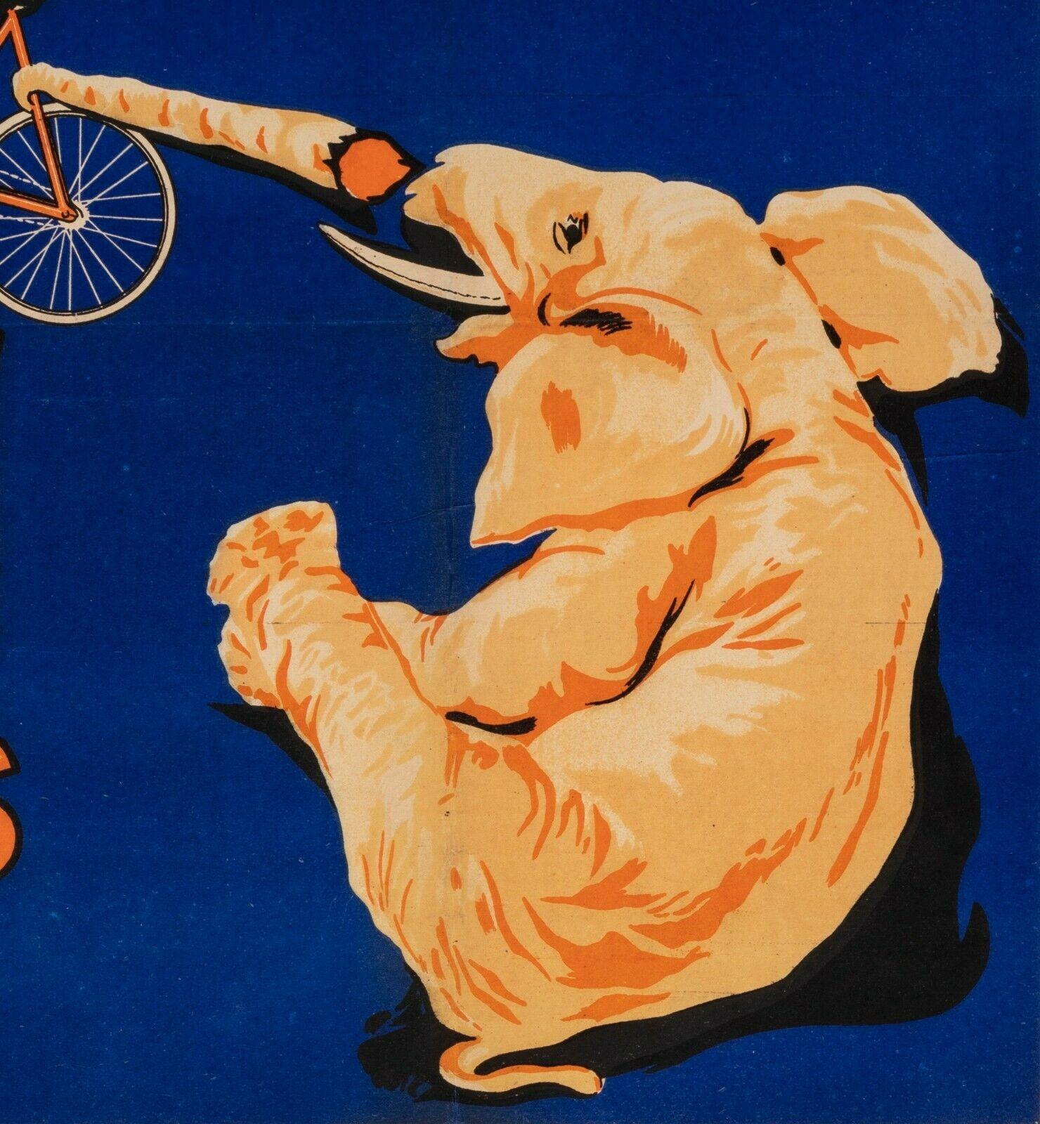 Original-Vintage-Poster, Motos, Thomann-Elephant-Bike, 1926 im Zustand „Gut“ im Angebot in SAINT-OUEN-SUR-SEINE, FR