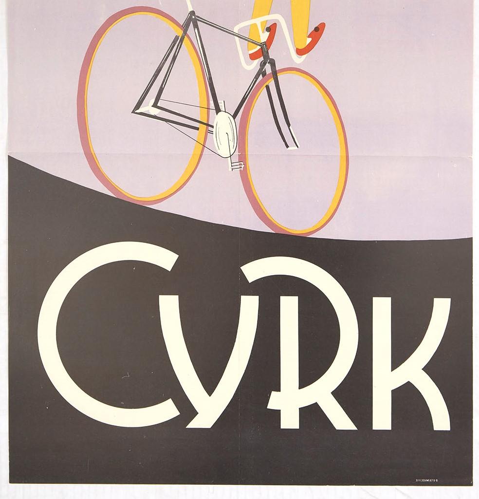 Polonais Original Vintage Poster Cyrk Polish Circus Art Acrobat Clown Cyclist Bicycle Act en vente