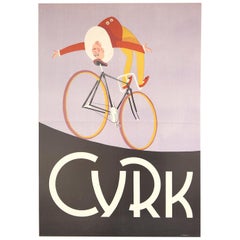 Original Vintage Poster Cyrk Polish Circus Art Acrobat Clown Cyclist Bicycle Act